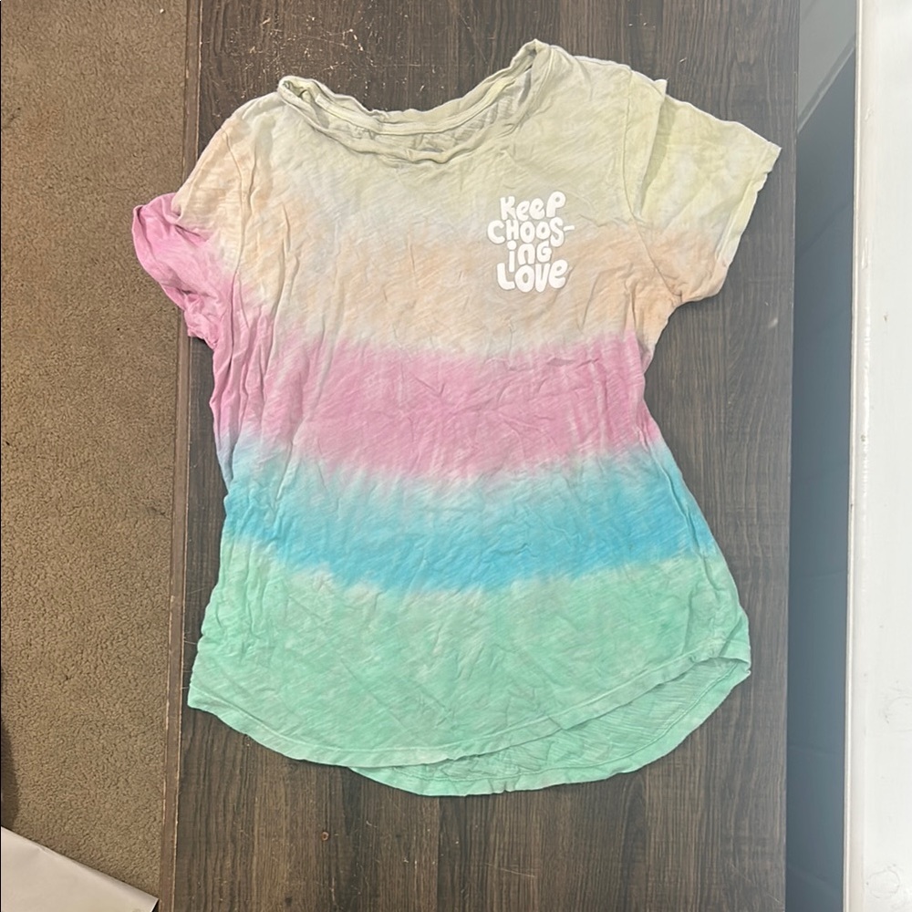 Old Navy Pink and Blue Short Sleeve Tee with Soft Ombre Design
